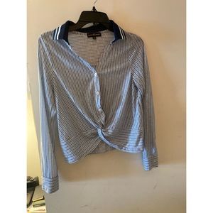 Blue and white striped top